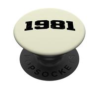 Année d'anniversaire 1981 Vintage Arched Varsity Retro Distressed PopSockets PopGrip Adhésif
