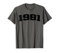 Année d'anniversaire 1981 Vintage Arched Varsity Retro Distressed T-Shirt