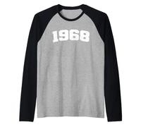 Année d'anniversaire rétro Vintage Arched Varsity Distressed 1968 Manche Raglan
