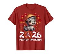 Année du Cheval 2026 Chinois Nouvel an Lunaire Zodiaque Cheval T-Shirt
