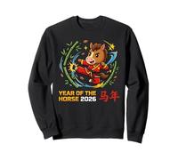 Année du Cheval 2026 Kung Fu Arts Martiaux Chinois Nouvel an Sweatshirt