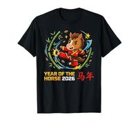 Année du Cheval 2026 Kung Fu Arts Martiaux Chinois Nouvel an T-Shirt