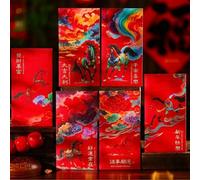 Année du cheval 2026 pour enveloppes rouges avec construction robuste en papier cartonné et iconographie distinctive du cheval (12 pièces)