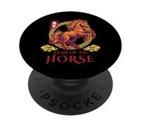 Année du Cheval Art Zodiaque Chinois Patrimoine Asi PopSockets PopGrip Adhésif