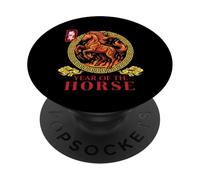 Année du Cheval Art Zodiaque Chinois Patrimoine Asi PopSockets PopGrip Adhésif