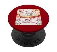 Année du Cheval de feu 2026 Nouvel an Chinois Festif PopSockets PopGrip Adhésif