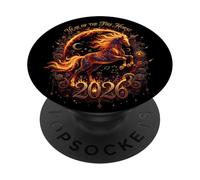 Année du Cheval de Feu 2026 Nouvel an Chinois Lunaire Zodiaque PopSockets PopGrip Adhésif