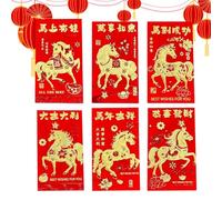 Année Du Cheval Enveloppes Rouges | 6 Pièces Fournitures Pour Fêtes De Vacances,Fête Du Printemps Enveloppes Rouges - Pour Mariage Anniversaire Noël Baby Showers Réunions Familiales Occasions Spéciale