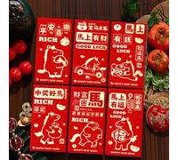 Année Du Cheval Enveloppes Rouges - 6 Pièces Paquets Festifs Porte Bonheur D Argent - Pochettes Rouges Chinoises Année Du Cheval,Pour Famille Amis Proches Grands Parents Parents