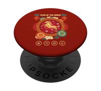 Année du Cheval Zodiaque Chinois Nouvel an Chinois 2026 PopSockets PopGrip Adhésif
