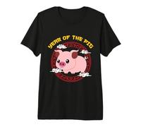 Année du Cochon Mignon Kawaii Nouvel an Chinois Zodiaque Chinois T-Shirt Haut de Gamme