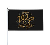 Année du lapin bonne année 2023 drapeau 0,9 x 1,5 m un côté extérieur ferme cour signe jardin drapeau décoratif avec œillets en laiton