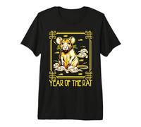 Année du Rat Zodiaque Chinois Horoscope du Nouvel an Chinois T-Shirt Haut de Gamme
