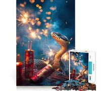 Année du Serpent Célébration des Feux d'artifice lunaires Puzzle de 1000 pièces pour Adultes Exercice Mental Amusant Découpe Laser de qualité supérieure Activité relaxante en Groupe 50x75cm