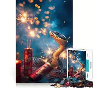 Année du Serpent Célébration des feux d'artifice lunaires Puzzle de 1000 pièces pour adultes Jeu stimulant l'esprit Surface lisse sans bavures Passe-temps fascinant pour les moments de détente 38x52cm
