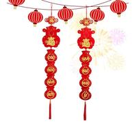 Année du serpent Décor Chinois,2025 Ornements distiques chinois | Pendentif à pompons traditionnels chinois pour le Nouvel An 2025 - Pendentif du Nouvel An pour la porte d'entrée de la salle de