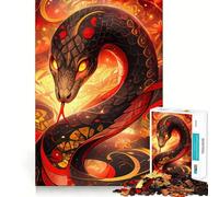 Année du Serpent Puzzle Serpent de Feu 1000 Pièces pour Adultes Jeu de Mémoire et de Découpe de Qualité Professionnelle Activité de Réunion Réconfortante (38x26cm)