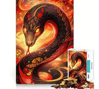 Année du Serpent Puzzle Serpent de Feu pour Adultes 1000 Pièces Stimule la Concentration Jeu Amusant Taille Uniforme Pièces précises Activité de Partage pour Les Proches (50x75cm)