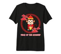 Année du Singe Mignon Kawaii Chinois Nouvel an Chinois Zodiaque T-Shirt Haut de Gamme