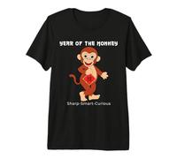 Année du Singe Mignon Zodiaque Chinois Nouvel an Chinois T-Shirt Haut de Gamme
