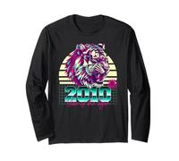 Année du tigre rétro 2010 Vaporwave Sunset Zodiaque chinois Manche Longue