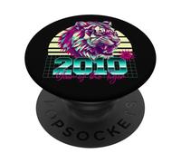 Année du tigre rétro 2010 Vaporwave Sunset Zodiaque chinois PopSockets PopGrip Adhésif