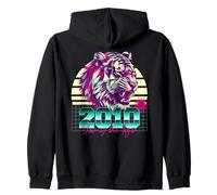 Année du tigre rétro 2010 Vaporwave Sunset Zodiaque chinois Sweat à Capuche