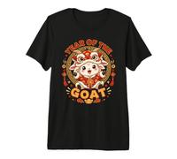 Année Mignonne De La Chèvre Danse du Lion Conception Lunaire T-Shirt Haut de Gamme
