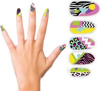 années 80 Design d'art d'ongle Carnaval Coloré Fête Look d'ongle Décoration Non conventionnel Style Rétro Extravagant Géométrique Créatif Extravagance, Couleur : Multicolore