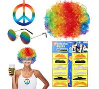 Annees Perruque Disco - Accessoires et déguisements Disco pour Hommes - Accessoires parfaits pour l'homme des années 60-70, comprenant Perruque Afro, Moustache et Plus