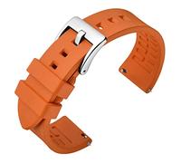 ANNEFIT Bracelet en Caoutchouc Fluoré 22mm avec Boucle Argent, Bracelets de Montres à Libération Rapide (Orange)