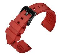 ANNEFIT Bracelet en Caoutchouc Fluoré 22mm avec Boucle Noire, Bracelets de Montres à Libération Rapide (Rouge)