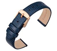 ANNEFIT Bracelets de Montres pour Femme 18mm, Bandes de Remplacement en Cuir avec Boucle en Or Rose (Bleu)