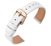 ANNEFIT Bracelets de Montres pour Femme 18mm, Bandes de Remplacement en Cuir avec Boucle en Or Rose (Blanc)