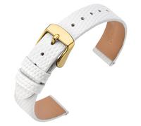 ANNEFIT Bracelets de Montres pour Femme 20mm, Bandes de Remplacement en Cuir avec Boucle en Or (Blanc)