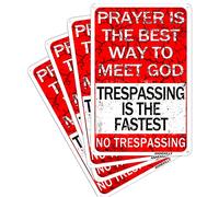 annekilly Lot de 4 panneaux en métal vintage avec inscription « No Trespassing Prayer is The Best Way to Meet God Trespassing is The Fastest » pour bar, bar, cuisine, restaurant - 30,5 x 20,3 cm