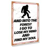 annekilly Plaque vintage en métal avec inscription « Warning Bigfoot and into the Forest, I Lost My Way and Found The Soul » - 30,5 x 20,3 cm