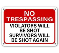 annekilly Plaque vintage en métal « No Trespassing Violators Will Be Shot Survivors Will Be Shot Again » - Décoration murale rétro pour maison, club, cabine, garage, magasin, bar, café, ferme - 30,5 x