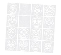 Anneome 1 Ensemble 16 Pièces Jour des morts peint à la main modèle bricolage fête décoration planche à dessin pulvérisation fleur auxiliaire creux modèle moule halloween pochoir halloween