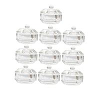 Anneome 10 pièces Crystal Pen Wash Cup With Lid Durable Plastic Nail Art Tool Portable For Manicure And Outdoor Use