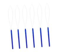 Anneome 10 pièces Outil Crochet de Traction pour Extensions Cheveux avec Manche Plastique Bleu Kit Enfile-aiguille pour Micro Perles et Tubes Accessoire Coiffure pour Installation Rapide