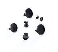 Anneome 10 pièces Supports Boucles Doreilles DIY Acier Inoxydable Noir Base Ronde avec Arrêt Oreille pour Création de Bijoux Accessoires