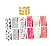 Anneome 12 Ensembles Christmas Kraft Paper Gift Bags With Stickers Xmas Snack Packaging Bags For Cookies Candies And Treats Decorative And Practical
