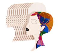 Anneome 12pièces Silhouettes Bois Non Finies Visage Femme Africaine Avec Cils Découpes Bois Diy Peinture Bricolage Artisanat