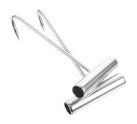 Anneome 2 Crochets en Fer Galvanisé Finition Argenté Poignée en T pour Manipulation de Viande Lourde, pour Transformation et Fumage de Bœuf et Autres Viandes