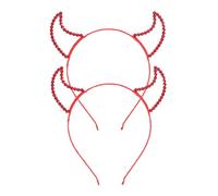 Anneome 2 Pièces Bandeau Cornes Démon Rouge Accessoire Halloween Chic et Portable pour Costume Cosplay Fête