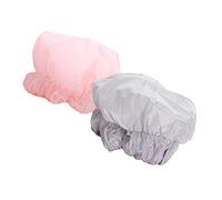 Anneome 2 pièces Bonnet de Imperméable pour Bain et Cuisine Lot de Rose et Gris Unique avec Bande Élastique Protection Eau Vapeur pour Cheveux Longs