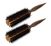Anneome 2 Pièces Brosse Ronde Chauffante Résistante Chaleur avec Poils de Sanglier et Manche Bois Brosse Portable pour Coiffage et Brushing Peigne Thermique pour Boucles et Brillance