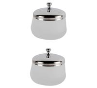 Anneome 2 pièces Coupes Verre Mat pour Dissolution de Vernis à Ongles de Contenants Ronds Cristal avec Couvercle Acier Inoxydable pour Salon et Usage Privé Accessoires pour Nail Art