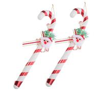 Anneome 2 Pièces Ornements Canne Sucre Décorations Suspendues Torsadées avec Charme Père Noël pour Sapin Noël Fête Intérieure Extérieure